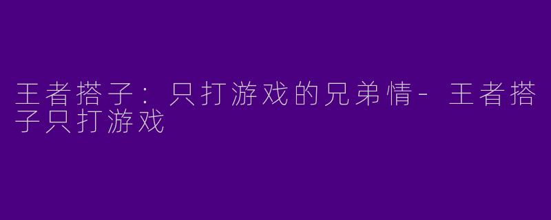 王者搭子：只打游戏的兄弟情-王者搭子只打游戏