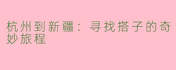 杭州到新疆：寻找搭子的奇妙旅程