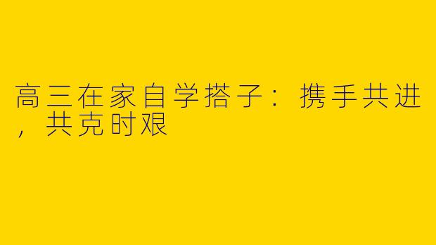 高三在家自学搭子:携手共进,共克时艰