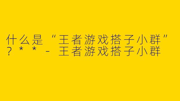 什么是“王者游戏搭子小群”？**-王者游戏搭子小群