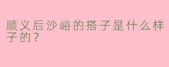 顺义后沙峪的搭子是什么样子的？  