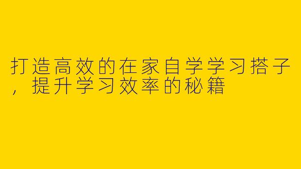 打造高效的在家自学学习搭子，提升学习效率的秘籍