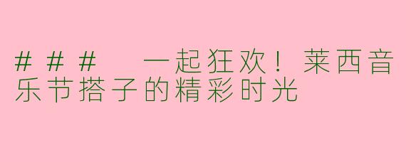 ### 一起狂欢！莱西音乐节搭子的精彩时光