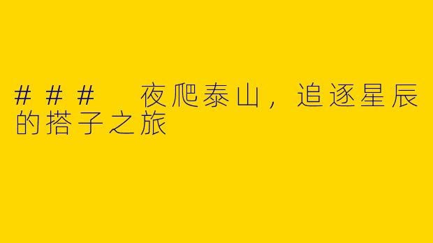 ### 夜爬泰山,追逐星辰的搭子之旅