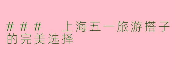 ### 上海五一旅游搭子的完美选择