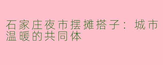 石家庄夜市摆摊搭子：城市温暖的共同体