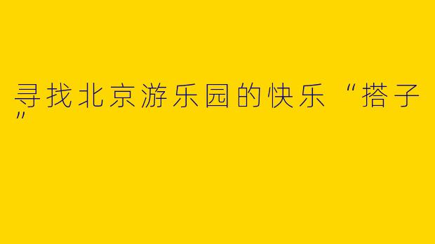 寻找北京游乐园的快乐“搭子”