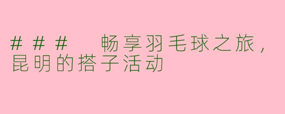 ### 畅享羽毛球之旅，昆明的搭子活动