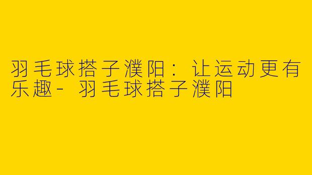 羽毛球搭子濮阳：让运动更有乐趣-羽毛球搭子濮阳