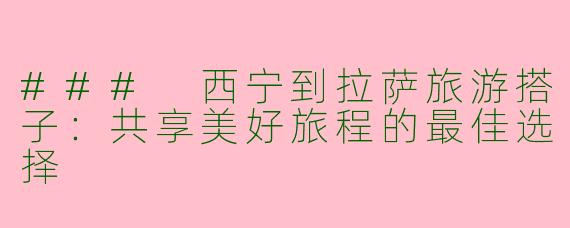 ### 西宁到拉萨旅游搭子：共享美好旅程的最佳选择