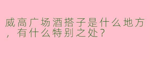 威高广场酒搭子是什么地方，有什么特别之处？