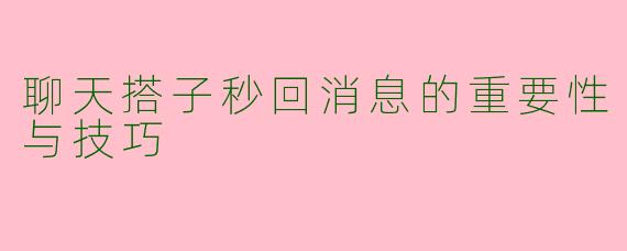 聊天搭子秒回消息的重要性与技巧