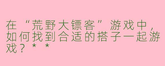 在“荒野大镖客”游戏中,如何找到合适的搭子一起游戏?**