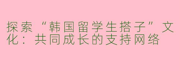 探索“韩国留学生搭子”文化:共同成长的支持网络