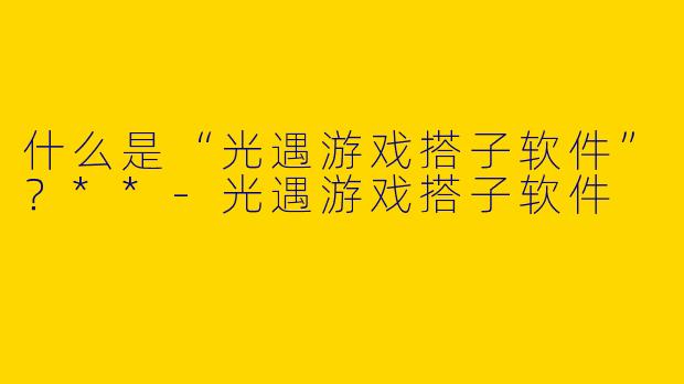 什么是“光遇游戏搭子软件”？**