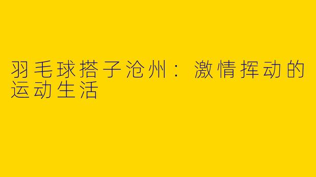 羽毛球搭子沧州：激情挥动的运动生活