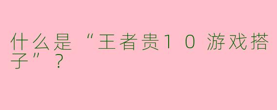 什么是“王者贵10游戏搭子”?