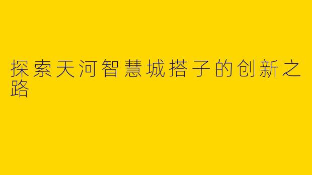 探索天河智慧城搭子的创新之路