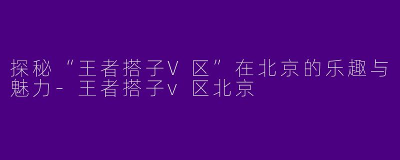 探秘“王者搭子V区”在北京的乐趣与魅力-王者搭子v区北京