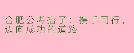 合肥公考搭子：携手同行，迈向成功的道路
