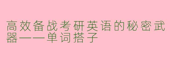 高效备战考研英语的秘密武器——单词搭子