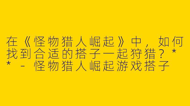在《怪物猎人崛起》中，如何找到合适的搭子一起狩猎？**