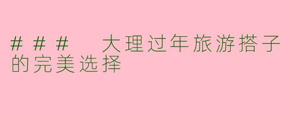 ### 大理过年旅游搭子的完美选择
