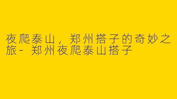 夜爬泰山，郑州搭子的奇妙之旅-郑州夜爬泰山搭子