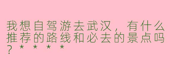 我想自驾游去武汉，有什么推荐的路线和必去的景点吗？****