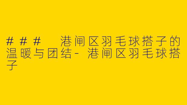 ### 港闸区羽毛球搭子的温暖与团结-港闸区羽毛球搭子