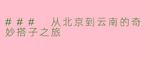 ### 从北京到云南的奇妙搭子之旅