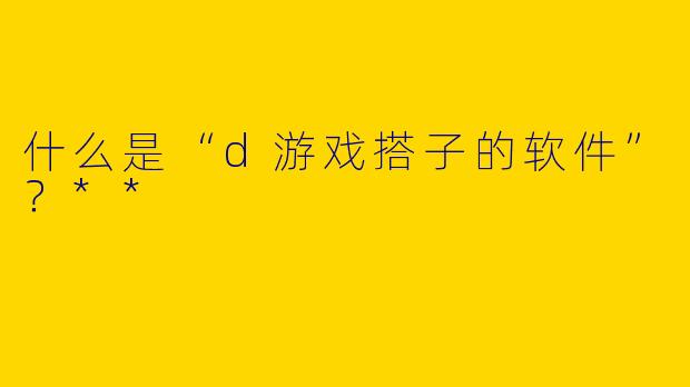 什么是“d游戏搭子的软件”？**