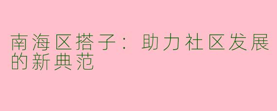 南海区搭子：助力社区发展的新典范