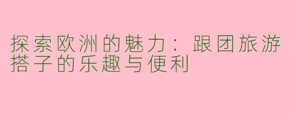 探索欧洲的魅力：跟团旅游搭子的乐趣与便利