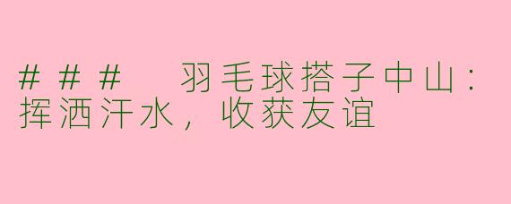 ### 羽毛球搭子中山：挥洒汗水，收获友谊
