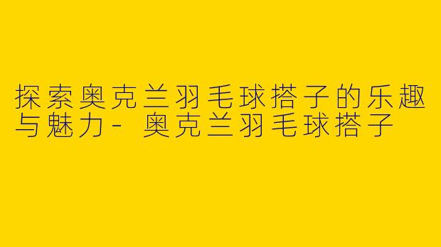 探索奥克兰羽毛球搭子的乐趣与魅力
