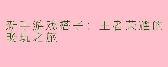 新手游戏搭子：王者荣耀的畅玩之旅