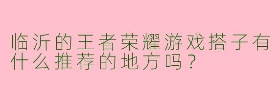 临沂的王者荣耀游戏搭子有什么推荐的地方吗？