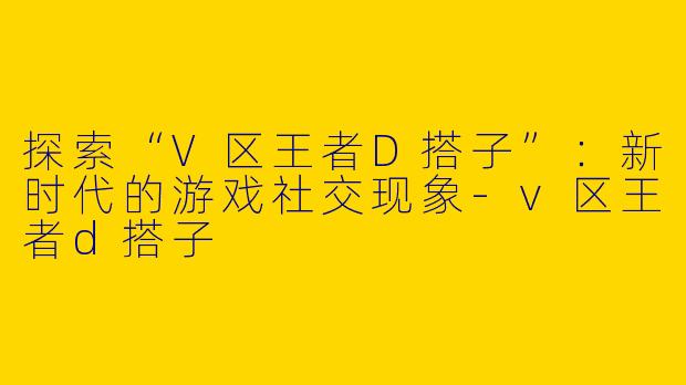 探索“V区王者D搭子”:新时代的游戏社交现象