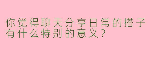 你觉得聊天分享日常的搭子有什么特别的意义？