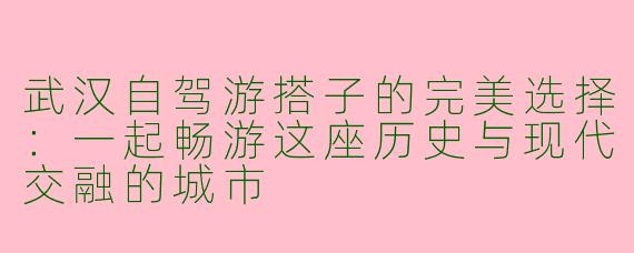 武汉自驾游搭子的完美选择：一起畅游这座历史与现代交融的城市