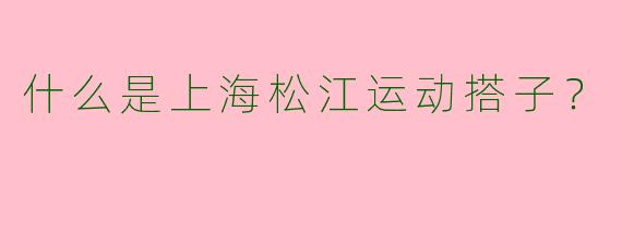 什么是上海松江运动搭子？
