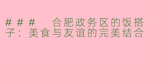 ### 合肥政务区的饭搭子：美食与友谊的完美结合