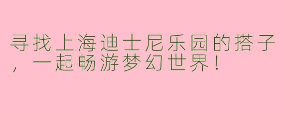 寻找上海迪士尼乐园的搭子，一起畅游梦幻世界！