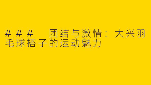 ### 团结与激情：大兴羽毛球搭子的运动魅力