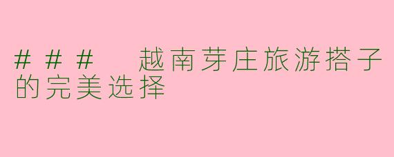 ### 越南芽庄旅游搭子的完美选择