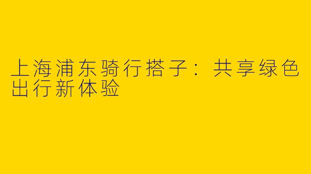 上海浦东骑行搭子：共享绿色出行新体验
