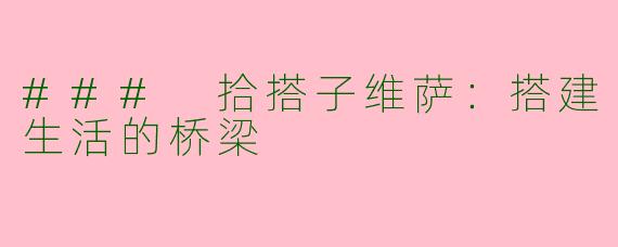 ### 拾搭子维萨：搭建生活的桥梁