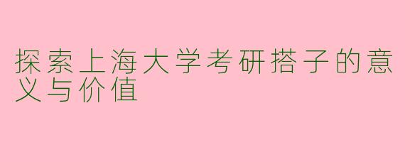 探索上海大学考研搭子的意义与价值