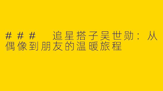 ### 追星搭子吴世勋：从偶像到朋友的温暖旅程